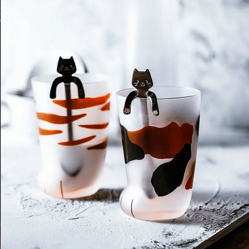 

Creative Cat Claw Cup Coffee Mug Frosted Glass Tumbler Drinkware Breakfast Milk Tea Juice Household Cups Kids Couples Girls Gift