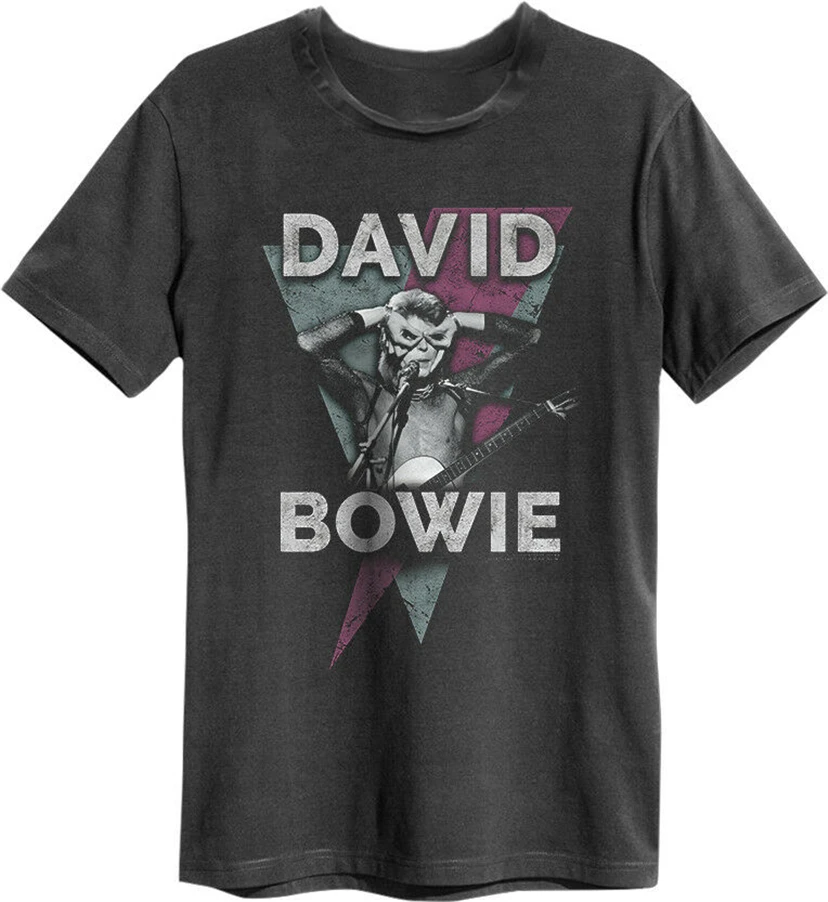 Темно серая футболка с усиленным изображением Дэвида Боуи в мои глаза для