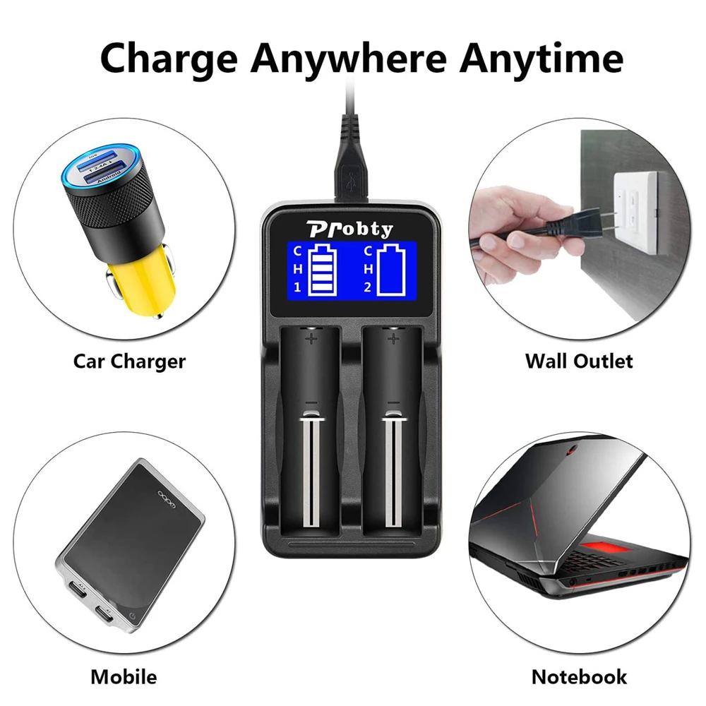 Интеллектуальное зарядное устройство 18650 с ЖК-дисплеем USB 18490 18350 17670 17500 16340(RCR123) 14500
