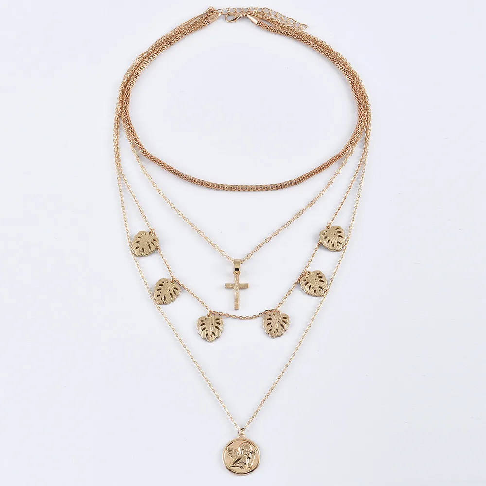 MING винтажное многослойное ожерелье из Золотого Сплава-чокер в богемном стиле