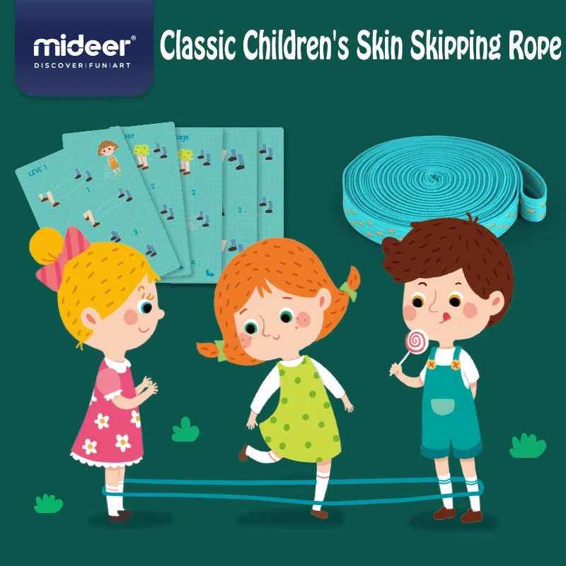 Mideer Детская уличная игрушка эластичная резиновая лента для прыжков 3 м синяя