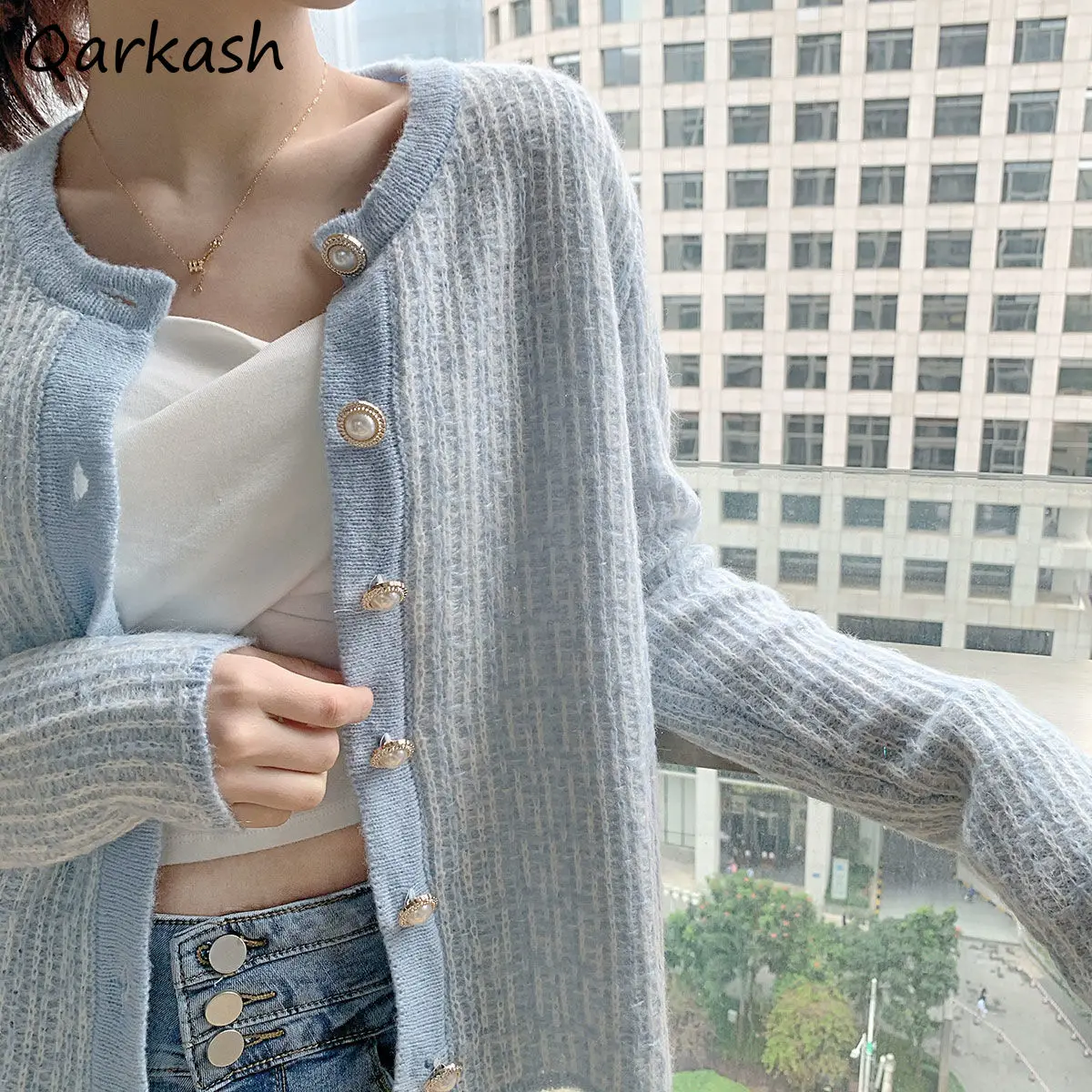 

Женский весенний кардиган, элегантный тонкий эластичный вязаный кардиган в стиле Харадзюку, на пуговицах, с длинным рукавом, в стиле Ins, шикарный, для отдыха, однотонный, Лидер продаж