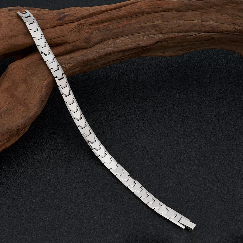 

Charm Thick 8mm Tungsten Steel Chain Bracelets For Men Women Luxury Jewelry 2021 Top Quality Geometric Rhombus Wristband On Hand