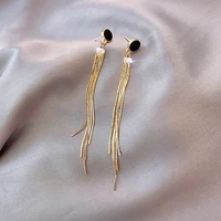 yaologe long tassel stud earrings for women refinemen alloy earrings rhinestone earrings 2021 trend vintage earrings wholesale