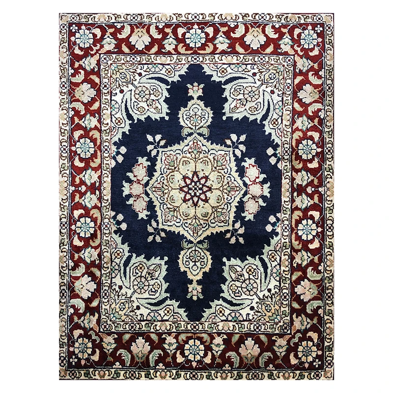 

Tassels Hand Knotted Silk Persian carpet Wall Tapestry Decor Door Mat Area Rug 1.5'x2'