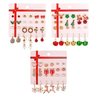 fashion earrings reindeer gift set hoop snowflake for xmas party friend