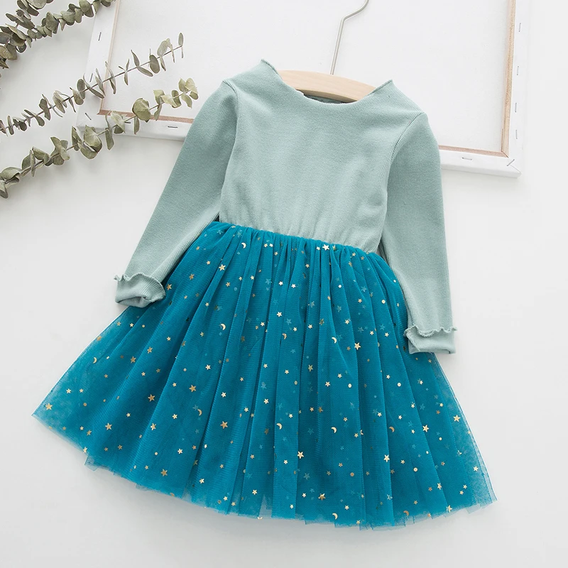 Детские платья для девочек 1-5 лет платье принцессы Эльзы с длинным рукавом