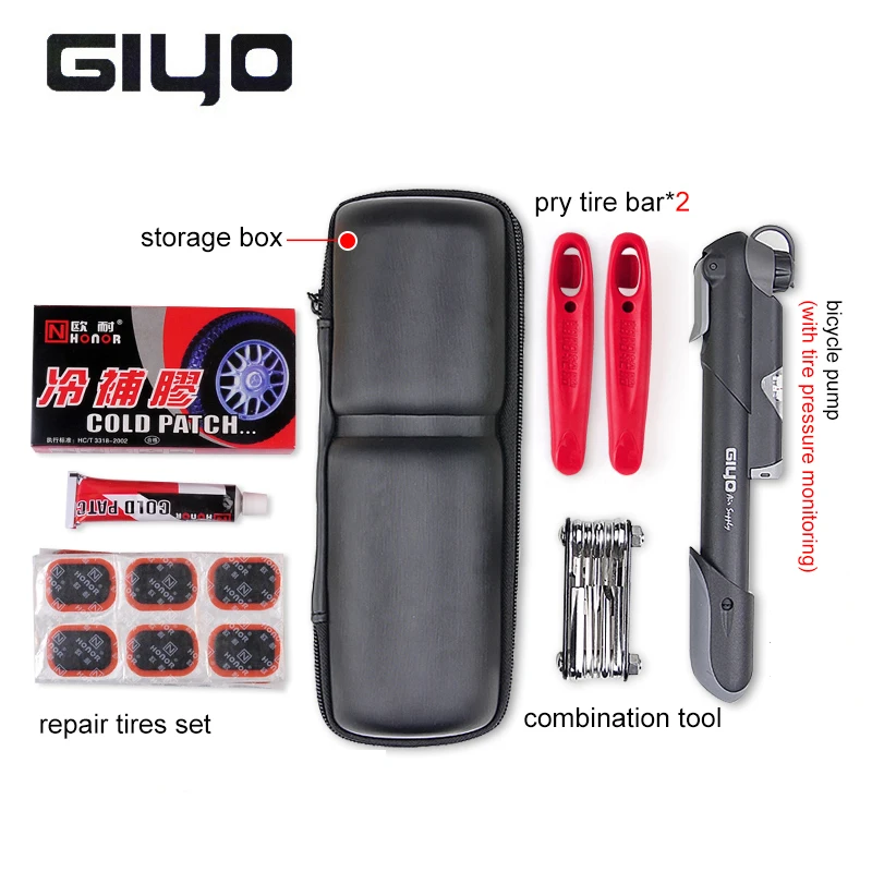 

Bike Repair Tools Bag Multifunction Puncture Barometer Bicycle Tire Kits Set Outdoor Cycling Wheel Repair Tools Bottle Bag
