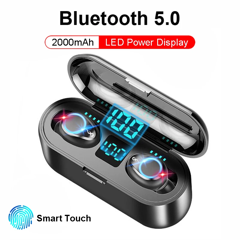 F9 TWS беспроводные наушники Bluetooth 5,0 Светодиодный дисплей питания беспроводные Bluetooth наушники 8D стерео гарнитура с 2000 мАч power Bank