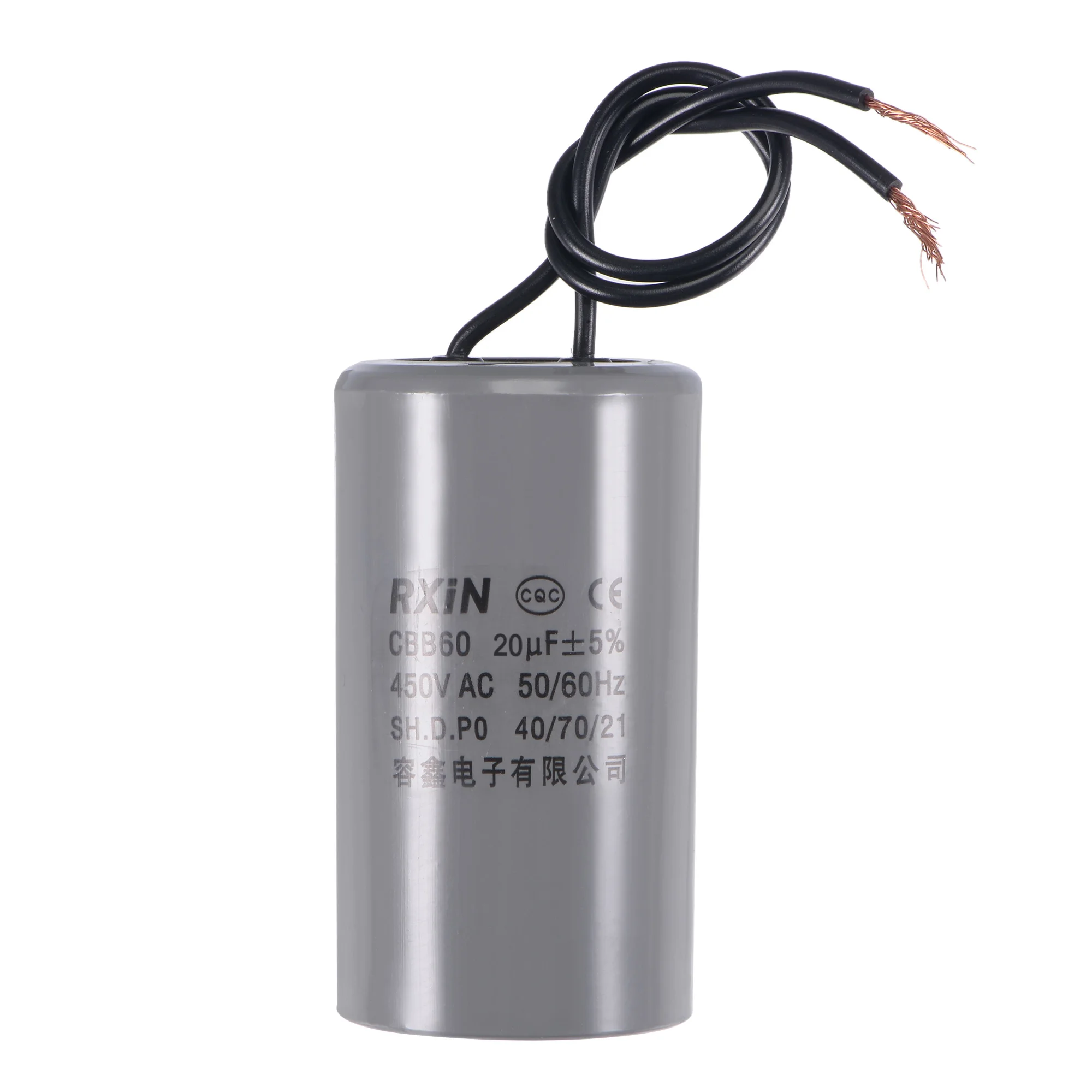 

Uxcell CBB60 Run Capacitor 20uF 450V AC 2 Wires 75x42mm for Compressor Pump Motor