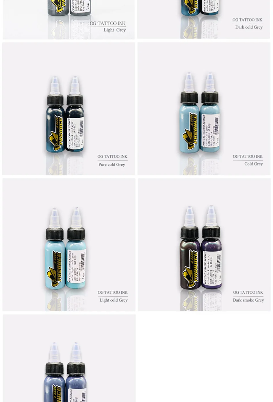 OG набор для татуировки боди-арт набор чернил Dinamic 1 oz/30 ml бело-серый Пигмент Макияж Pigmento Maquiagem Tinta спрей Encre Tatouage Goochie