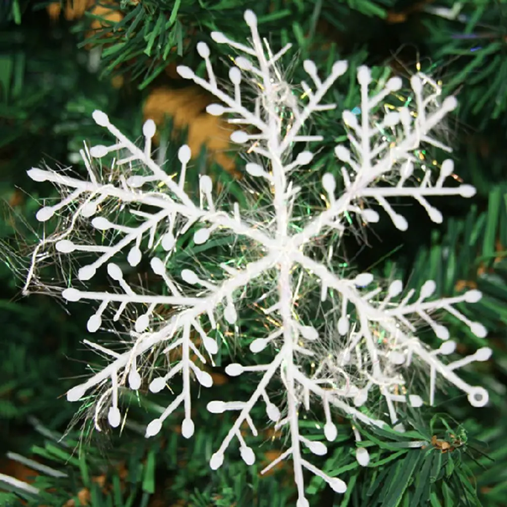 

15/30pcs 2022 Christmas White Snowflake Hanging Ornaments Xmas Tree Table DIY Handmade Gift Supplies Applique Wedding Decoration