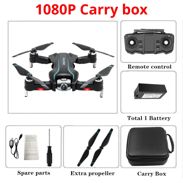 CarryBox1080P Wifi Дрон 4K HD с регулируемой широкоугольной камерой FPV в режиме реального времени воздушный видео складной Квадрокоптер жесты фото RC Дрон игрушки - Цвет: CarryBox1080P