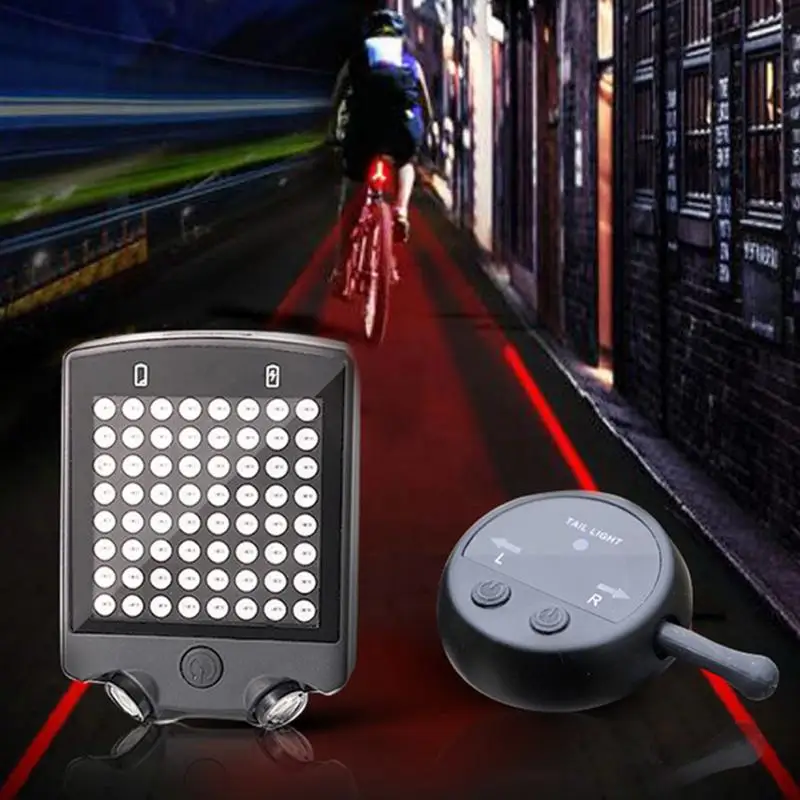 

NEW 64 LED Laser Bicycle Rear Tail Light USB Rechargeable With Wireless Remote Bike Turn Signals Safety Warning Light