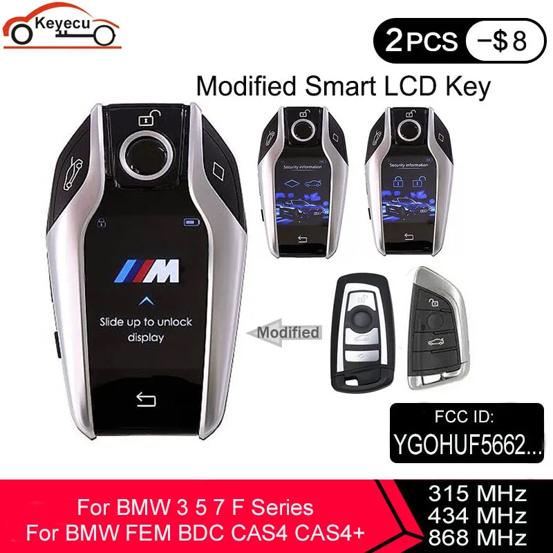 KEYECU модифицированный бутик Smart LCD ключ для BMW 3 5 7 F серии FEM BDC CAS4 + 315 МГц HUF5662 434 HUF5767 868