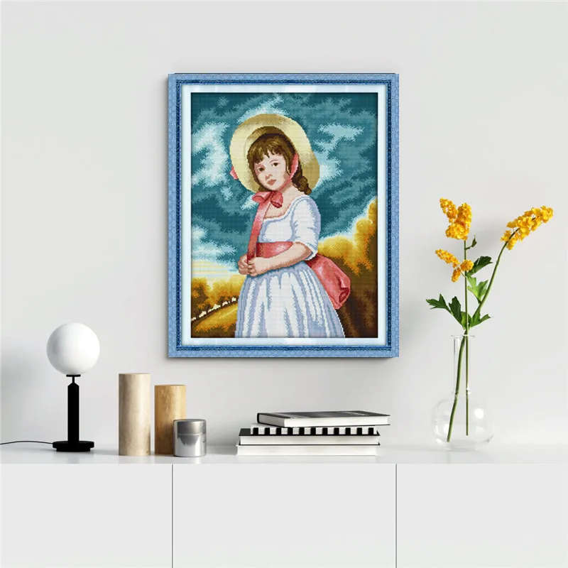 Картина маслом Девушка Joy Sunday наборы для вышивки крестиком предварительная