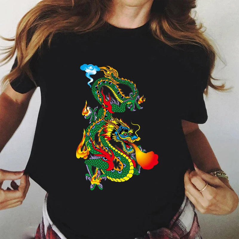 

Футболка женская оверсайз с принтом китайского дракона, уличный Топ в стиле Харадзюку, винтажная повседневная одежда в стиле ольччан, на ле...