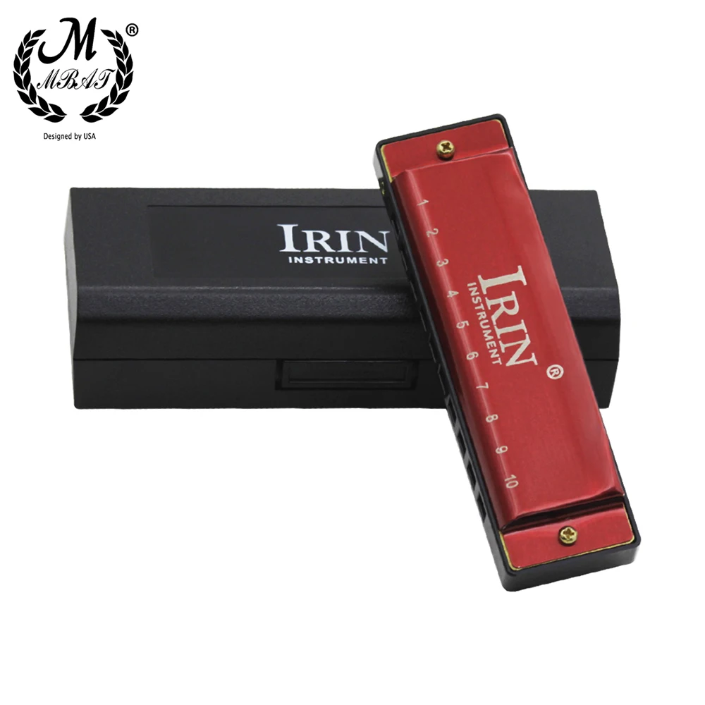 M MBAT 10 отверстий 20 тонов Key G Blues Harmonica ABS Box для начинающих Music Lover Cift Деревянный