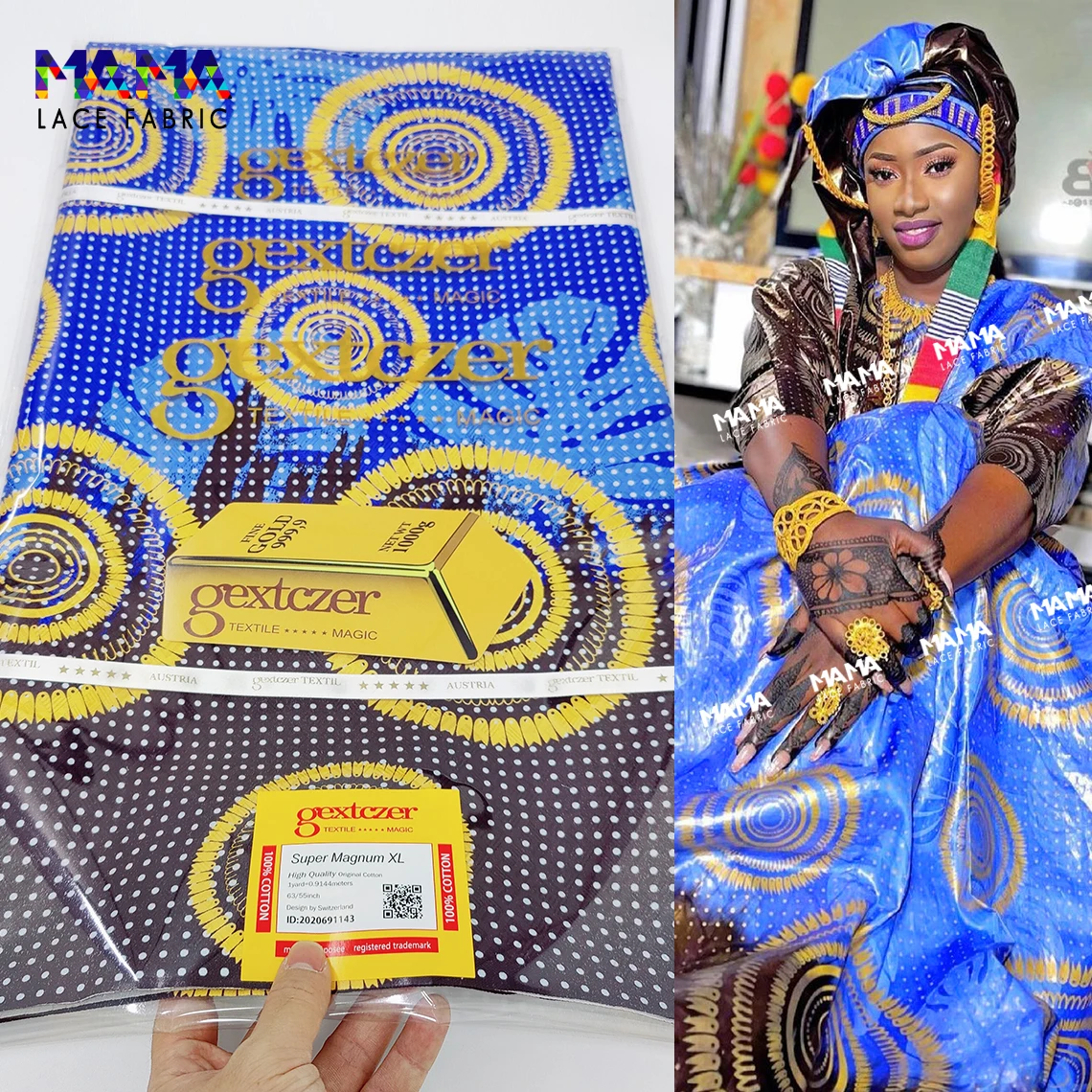 

5 Yards African Lace Fabric 2021 High Quality Nigerian Printed Bazin Riche Original Priting African Sewing For Wedding