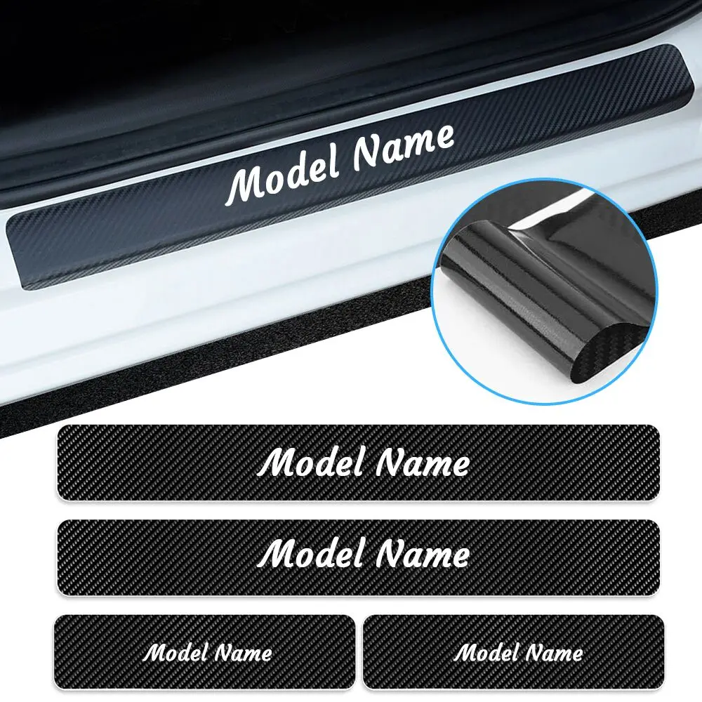 

For Hyundai Ix20 Carbon Fiber Vinyl Sticker Car Door Sill Welcome Pedal Stickers Door Threshold Plate Protector Car Styling 4Pcs