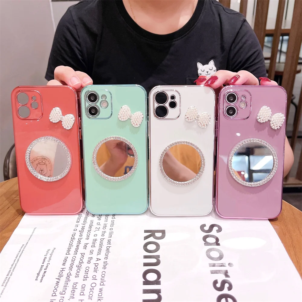 

Luxury Plating Lollipop Makeup MIrror Phone Case For Iphone 12 11 Pro Max X Xr Xs Max Shockproof Protective Back Cover Fundas