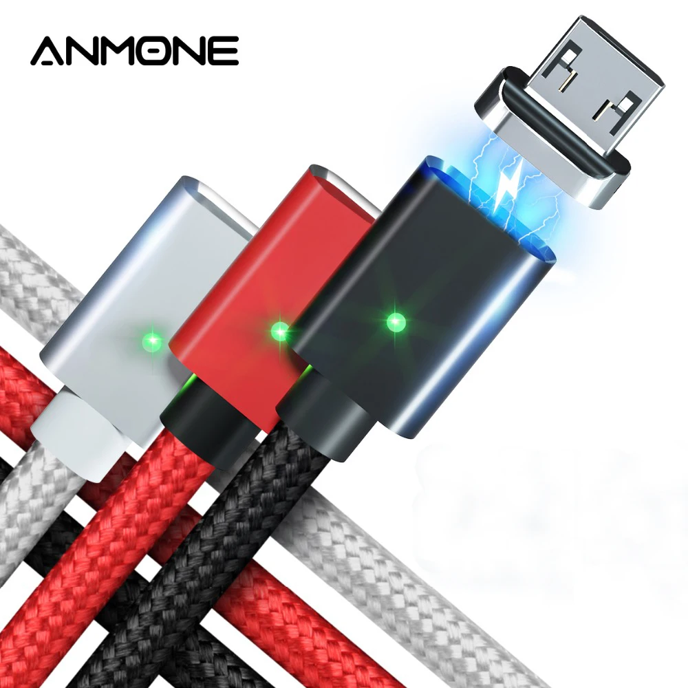 ANMONE Магнитный кабель быстрое зарядное устройство Micro USB кабель 1 м 2 м Android данных шнур Магнит зарядки для мобильного телефона провод для быстрого заряда