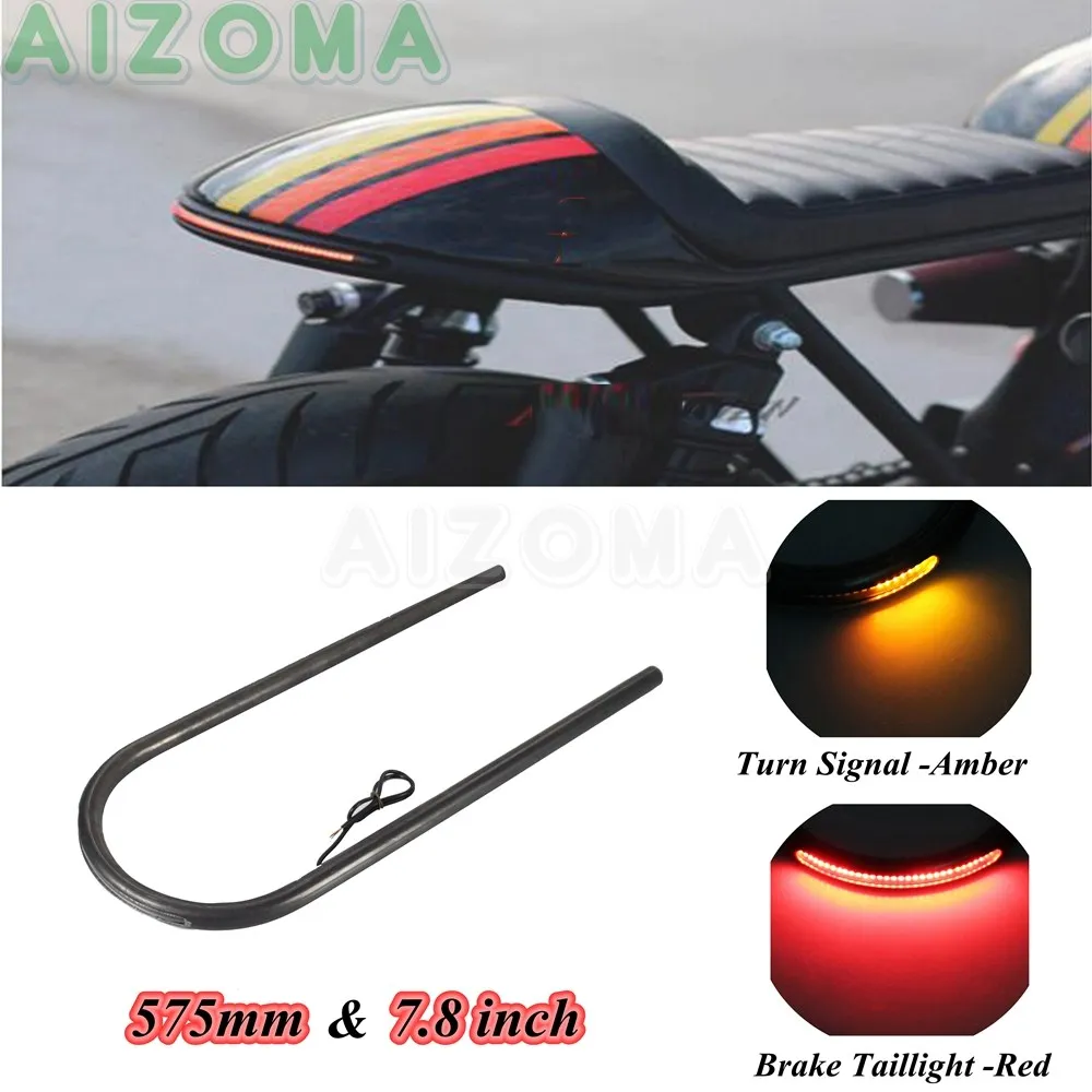 

Универсальная петля для заднего сиденья Cafe Racer с плоской рамкой и длинным кольцом со светодиодным индикатором тормоза для Ducati Kawasaki Yamaha Scrambler Tail Light