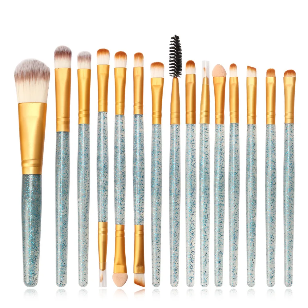 Набор кистей для макияжа 15 шт. кисти с блестящей ручкой косметические тени век