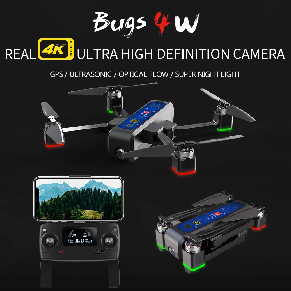 Бесщеточный складной Дрон MJX Bugs 4 W B4W 5G GPS с Wi Fi FPV 4K HD камерой антивибрацией 1 6 км 25