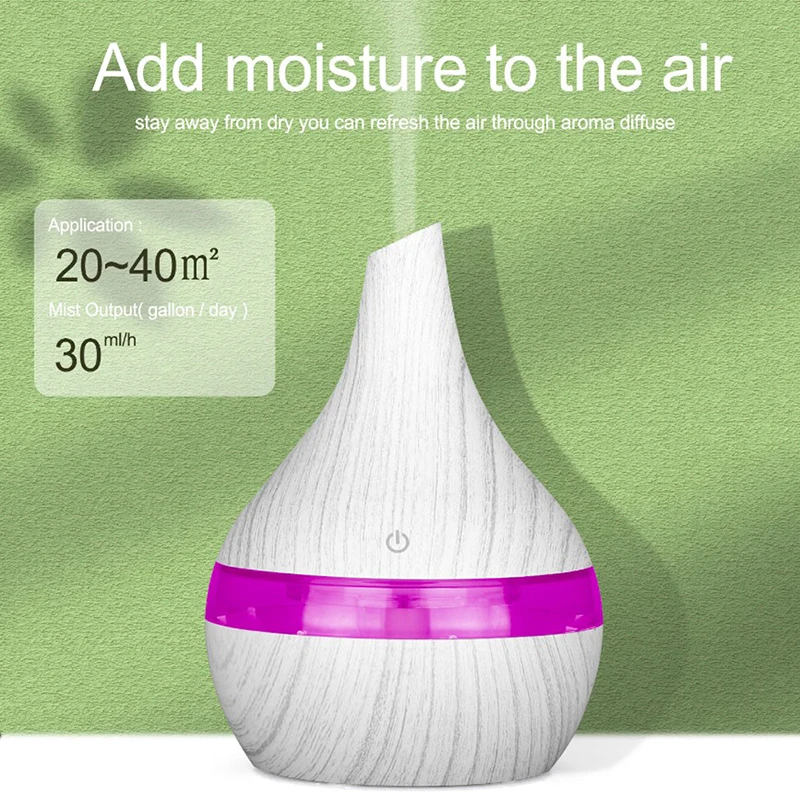 

USB Electric Aroma air diffuser wood grain Ultrasonic air humidifier cool mist maker with 7 colors lights for home Dropshipping