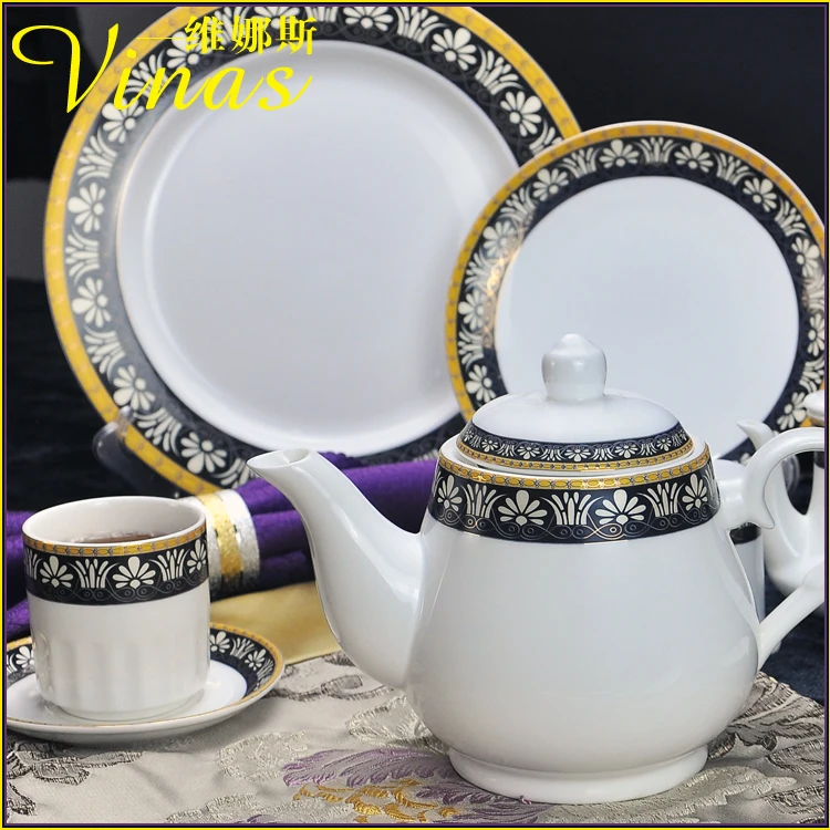 Элегантный золотой мраморный глазурь керамический праздничный набор столовой