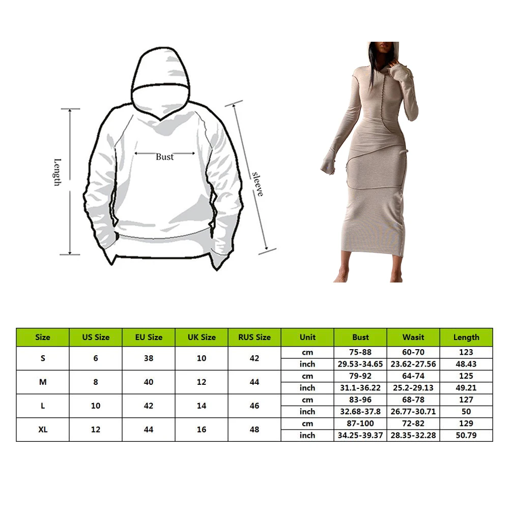 

Autumn Winter Dress Women Long Sleeve Hooded Patchwork Skinny Slim Dress Plus Size 3XL Female 2020 Casual Streetwear Dress