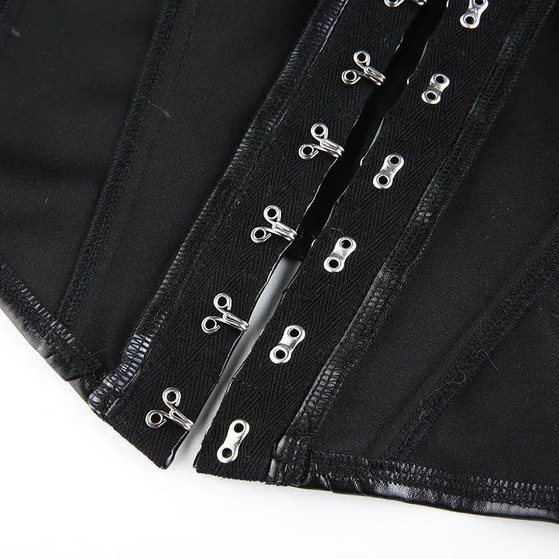 

Women's Rock Punk Casual Top PU Crop Low-cut Camisole Corset FUFUCAILLM Style Outfits Streetwear Bustier Club Sexy Sling Party S