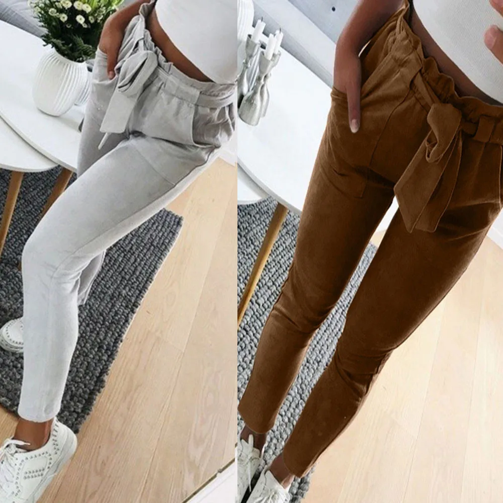 Брюки-карандаш женские с завышенной талией модные повседневные Элегантные