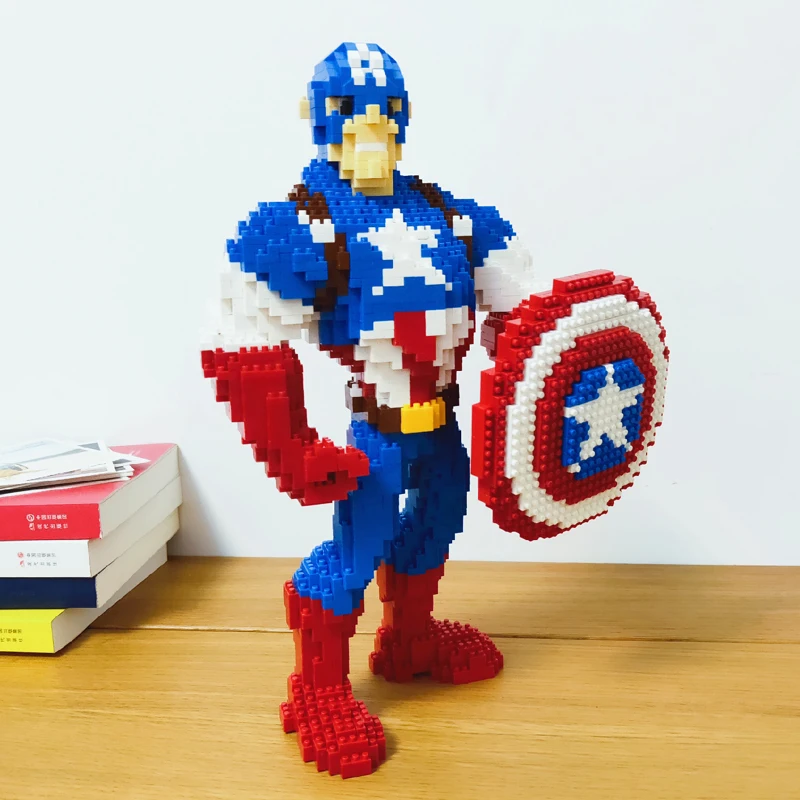 Marvel Мстители Капитан Америка герой DIY 3D модель Алмазная Мини Строительные