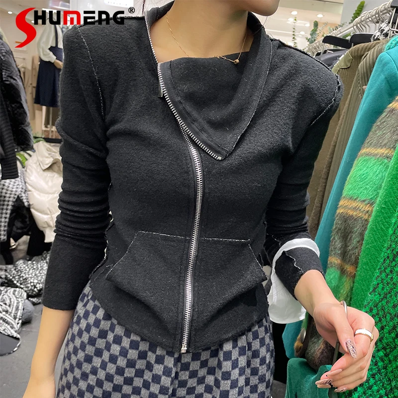 

Новинка Осень-зима 2021, Женский французский приталенный шерстяной свитер, женская мода, однотонный супер яркий кардиган, пальто