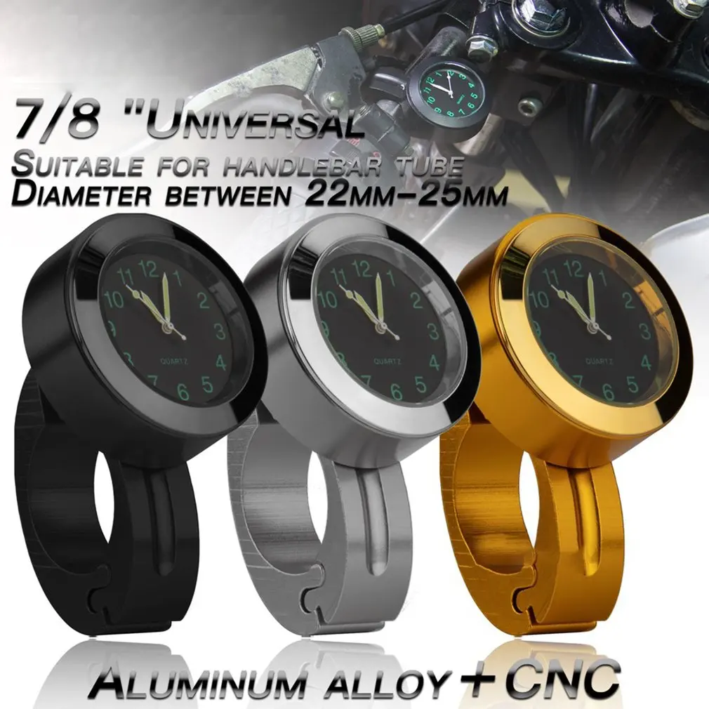 

2021 Stainless Steel Motorcycle Handlebar Watch Refit Waterproof Shockproof Buckle Mount For Scooter Motor Bike
