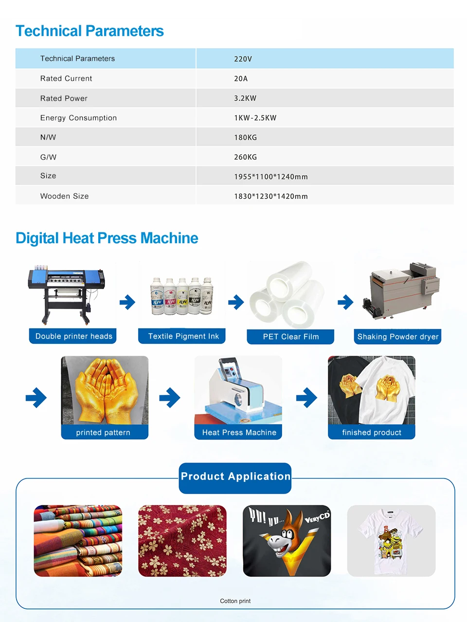 Colorsun Digital PET Heat  Press Print  Machine + Shaking Powder  and Color Fixing Machine DTF heat transfer package