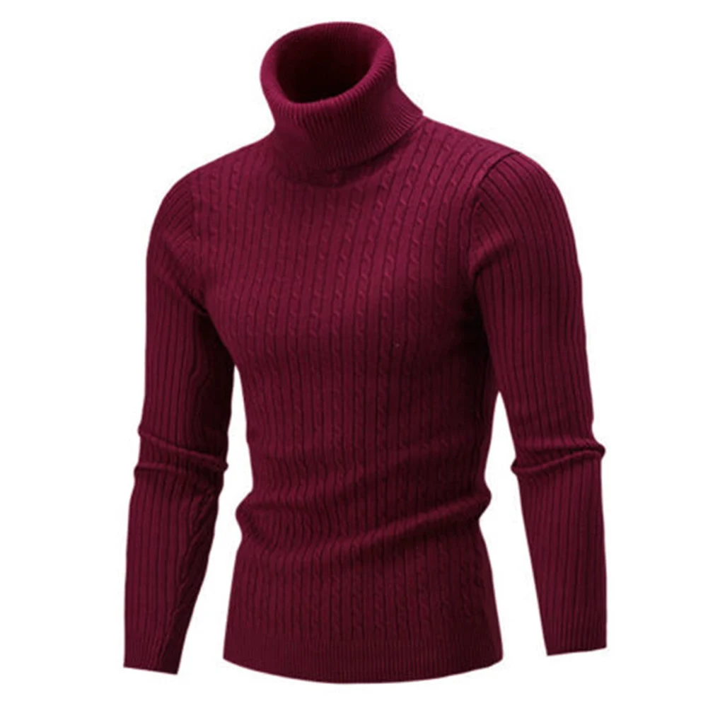 

2021 New Winter Fashion High Collar Men's Sweater Thick Warm Long Sleeve Bottomed Sweater Pullover Fashion Brand Warm Sweater