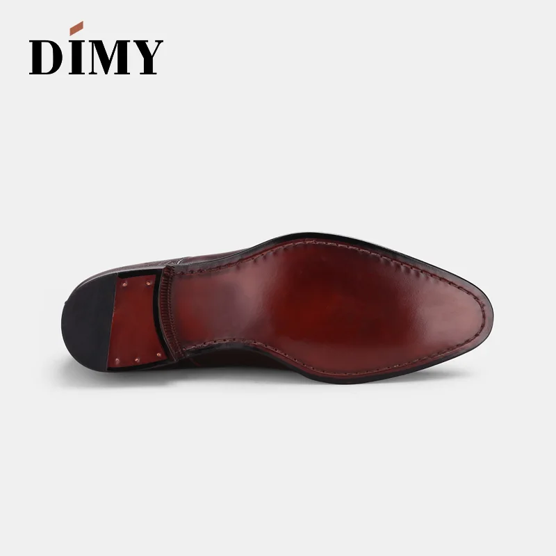 Мужская деловая обувь DIMY темно-синие классические туфли с начесом и ремешком