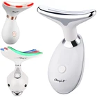 Фотонная терапия для лица и шеи, лифтинг, массажер для похудения, Электрический EMS, подтяжка кожи лица, уменьшение двойного подбородка, 3 цвета