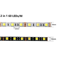5m whitewarm white 2 in 1 cct led strip dc 5v 12v 24v 60ledsm double color smd 5050 flexible lamp tape ip20 ip65 10mm pcb