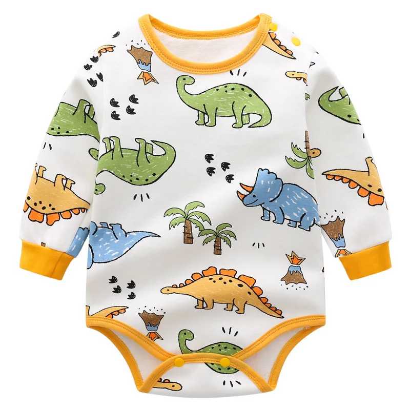 

New Autumn Dinosaur Baby Rompers Long Sleeve Newborn Children Cartoon Pumpkin Rainbow Romper