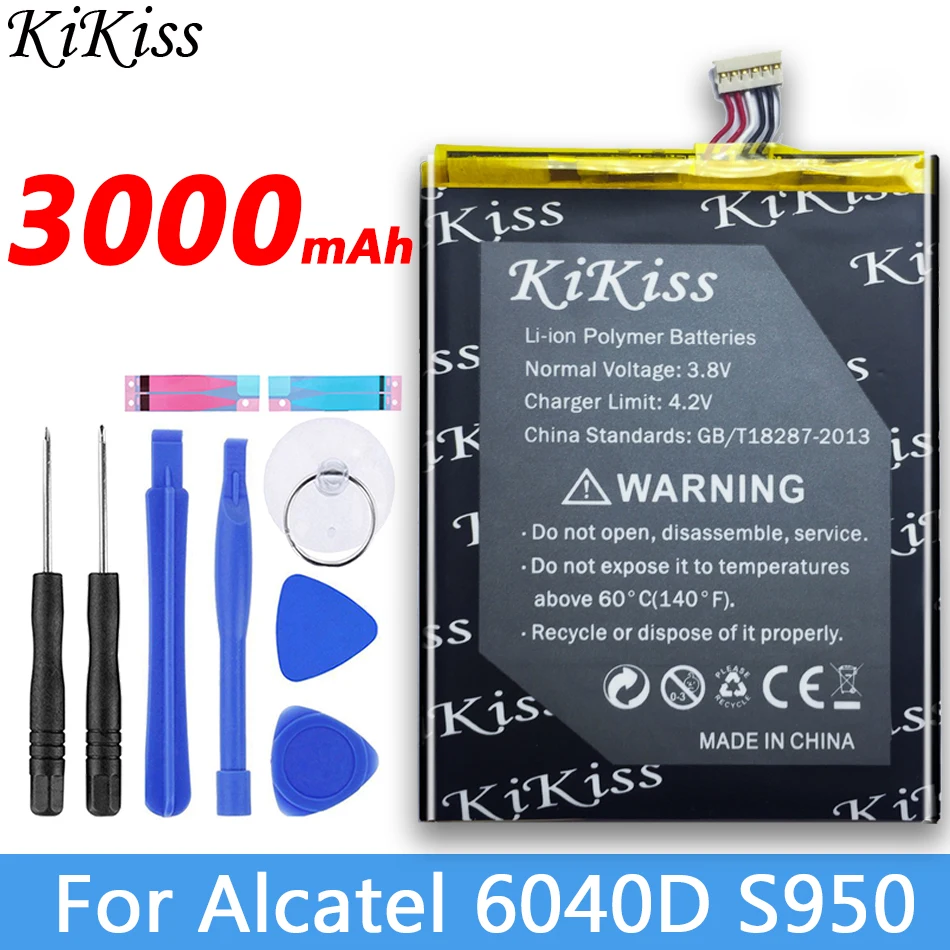 KiKiss Battery TLp020C2 For Alcatel One Touch Idol X 6040D 6040X Mobile Phone Batteries 3000mAh TCL S950 S950T | Мобильные телефоны