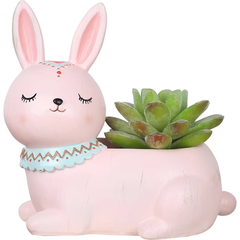 

TECHOME Resin Bonsai Pots American Cartoon Cute Zakka Office Desktop Potted National Party Succulent Pots Ornaments Flowerpots