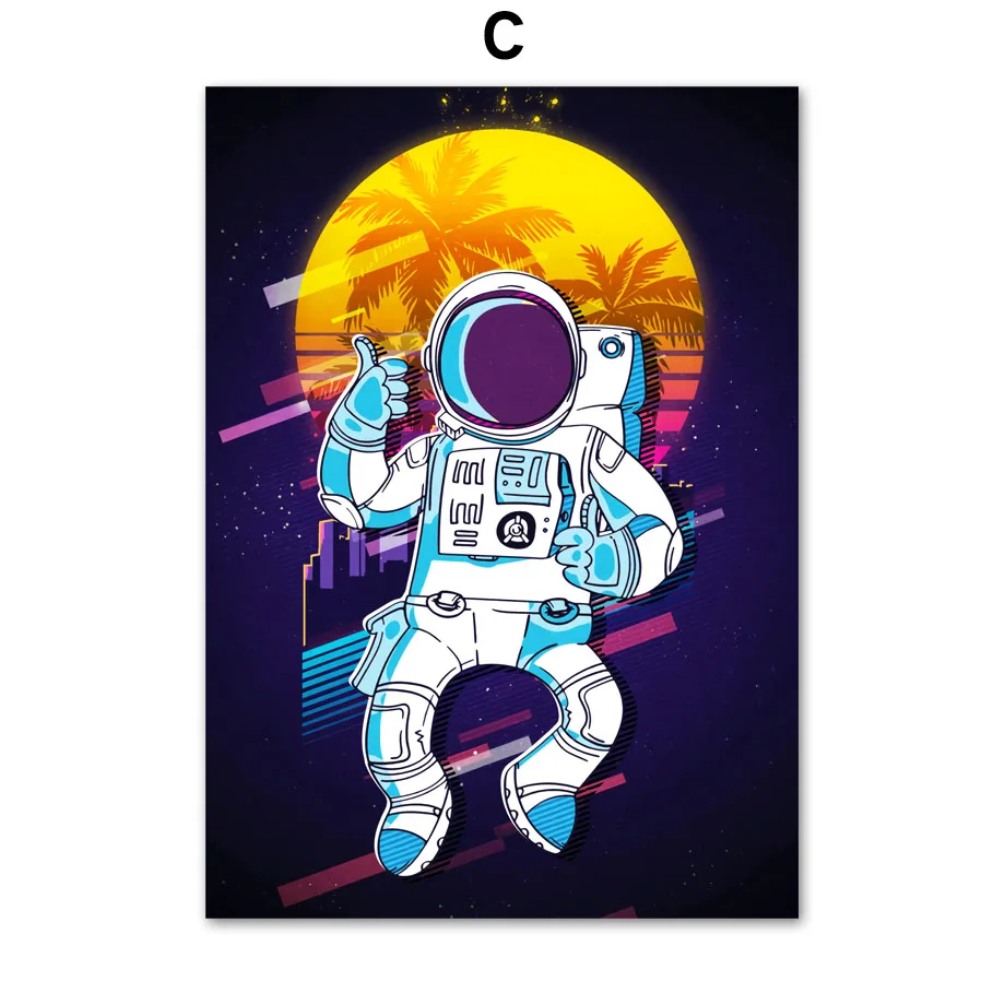 

Nordic Posters Wall Art Canvas Painting Miami Sport Astronaut Cartoon Prints Wall Pictures For Living Room Kids Room Decoration