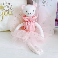 free shipping luxury ballerina cat plush toys sweet birthday gift for girls handmade pink princess ballet kitty doll