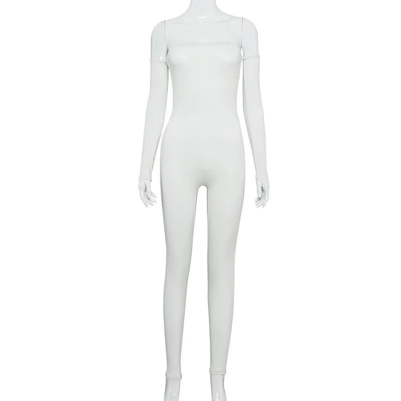 

2021 summer new style shoulder long-sleeved hip-lifting and foot-lifting casual fashion one-piece trousers women