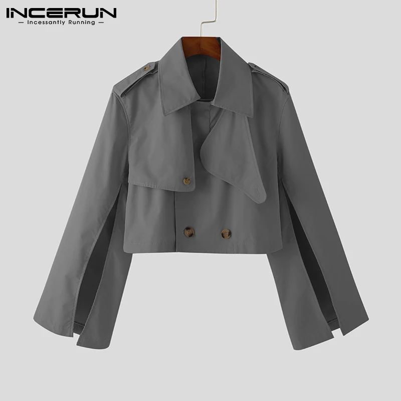 

Stylish Men's Jackets Casual Streetwear Lapel Long Sleeve Irregular Crop Coats Solid Comfortable Autumn Outerwear S-5XL INCERUN