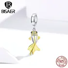 BISAER Лидер продаж подлинные 925 пробы Серебристые подвески в форме кои бусины на удачу кои подходят для DIY браслетов серебряные 925 ювелирные изделия EFC127